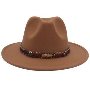 Women Wool Fedora Hat Wide Brim Felt Jazz Hat With Gold Feather Buckle Braided Band Vintage British Style Autumn Winter Hat