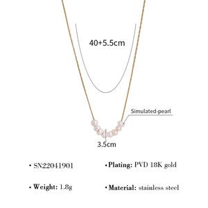 Detail view of 18K gold plated stainless steel necklace with size measurements