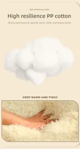 Detailed macro of high resilience PP cotton filling and soft long plush pet bed fabric