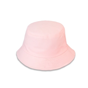 Detailed macro view of high-density pink cotton twill fabric and reinforced stitching on brim