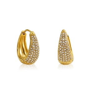 Créoles dorées en forme de larme avec micro-pavage de zircons pour femmes, bijoux chic