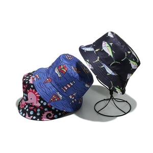 Summer Printed Bucket Hat Polyester Sun Protection Beach Vacation Outdoor Fisherman Hat For Men And Women