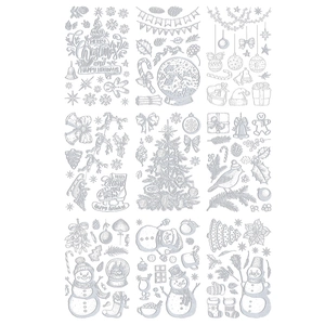 Christmas themed carbon steel cutting dies featuring Santa, reindeer and holiday trees