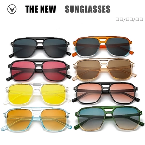 Collection of oversized pilot sunglasses in diverse vibrant gradient color lens options