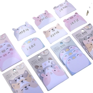 Cute animal cartoon sticky memo set with 3 stacking designs for school and office