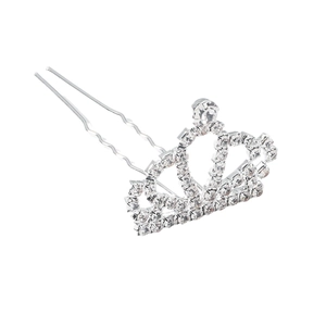 Sparkling silver crown hair comb with clear crystals for little girls and princesses