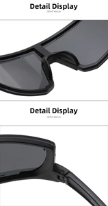 Detail of integrated nose pads and hinge mechanics on black outdoor sports sunglasses