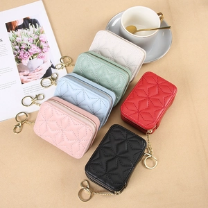 Quilted star pattern mini makeup bags with gold chain keychain in multiple colors