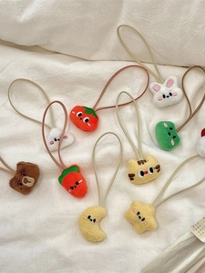 Plush animal and fruit hair ties including rabbit, bear and carrot for girls