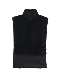 Vue arrière du gilet noir en fausse fourrure à col montant avec contraste de matières