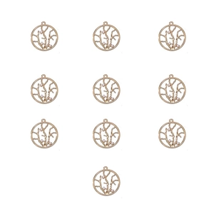 Detailed set of ten KC gold alloy pendants with white rhinestones on white background