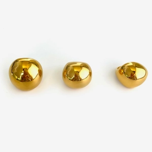 Polished 18K gold plated stainless steel chunky dome rings for women in a sleek 3-piece set