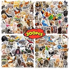 Macro shot of 200pcs assorted animal stickers featuring pandas, koalas, and lions