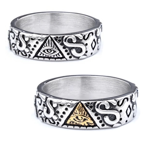 Eye Of Providence Masonic Ring Stainless Steel Vintage Gold Silver Two Tone Punk Gothic Jewelry For Men