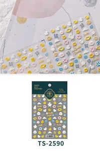 Détails de stickers nail art 5D avec canards mignons et texture 3D pour un look d'été unique