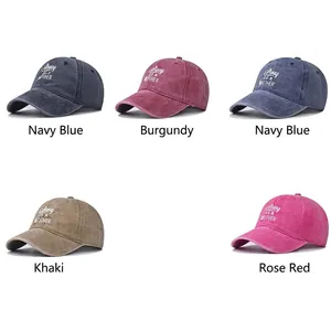 Casquettes de baseball vintage en coton délavé avec broderie disponibles en cinq couleurs
