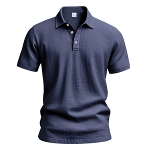 Detailed view of breathable linen-cotton polo shirt fabric with premium weave texture