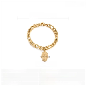 Specifiche dettagliate delle dimensioni per bracciale Hamsa Hand in acciaio inossidabile