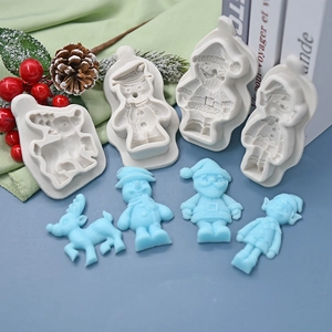 Christmas Santa Reindeer Snowman Elf Silicone Molds For DIY Cake Chocolate Fondant Soap Making Holiday 3D Cartoon