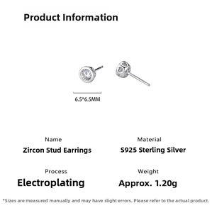 Detailed product specifications for S925 sterling silver heart-shaped zircon stud earrings
