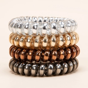 Spiral Hair Ties Telephone Wire Metallic Elastic Plastic Hair Rings No Crease Accessories For Women Girls