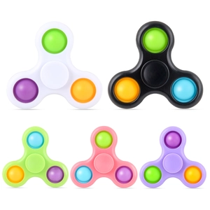 5-piece set of colorful fidget spinners with integrated pop bubbles for stress relief