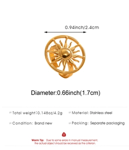 Detailed view of adjustable sunflower ring in stainless steel with weight and size data