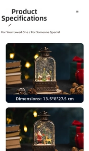 Detailed size parameters of 13.5x8x27.5cm for Santa and Tree Christmas snow globe lanterns