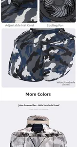 Détail du chapeau de soleil à ventilateur solaire avec protège-nuque camouflage