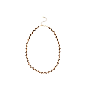 Set di gioielli vintage placcato oro 18k con pietre occhio di tigre e perline di zircone