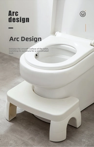 U-shaped arc design toilet stool in cream plastic fitting perfectly around toilet base