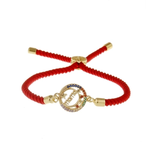 Mama Letter Pendant Bracelet Copper Colorful Cubic Zirconia Adjustable Braided Rope Mothers Day Jewelry Gift For Women