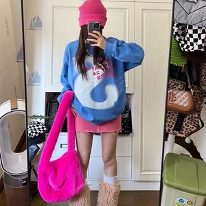 Faux Fur Handbag Plush Tote Bag Large Capacity Soft Shaggy Shoulder Bag For Women Y2K Streetwear Autumn Winter Accessories