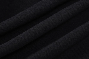 Vista macro detallada de la textura del tejido de punto negro de alta calidad de la sudadera