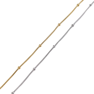 Minimalist gold and silver stainless steel snake chain necklaces with small beads detail