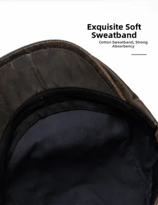 Gros plan du bandeau en coton absorbant à l'intérieur d'une casquette vintage rétro