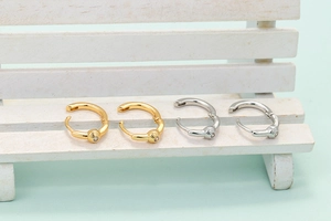 Minimalist 18K gold and silver plated earrings with sparkling zircon stones