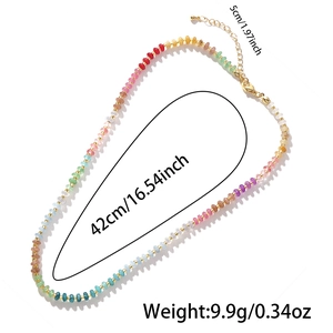Elegant multi-color crystal bead necklace with gold lobster clasp and adjustable extension chain