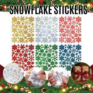 Sparkly Christmas snowflake stickers in six colors for holiday party gift decorations