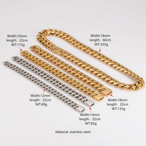 Collane e bracciali a catena cubana in acciaio inossidabile lucido in oro e argento