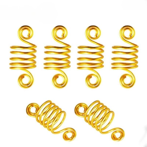 Set da 110 pezzi di anelli per capelli a spirale dorata e polsini per dreadlock