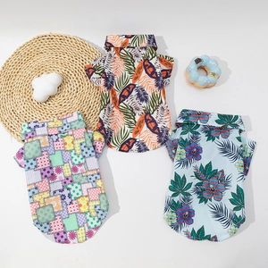 Hawaiian Pet Shirt Polyester Tropical Print Dog Clothing Breathable Summer Beach Wear For Small Dogs Cats
