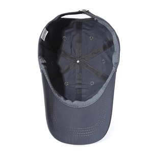 Interior view of breathable quick-dry baseball cap showing sweatband and adjustable strap