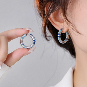 Vintage Zircon Hoop Earrings Gold Plated Alloy Geometric Palace Style Fashion Huggie For Women Elegant Jewelry
