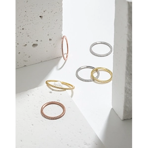 Minimalist S925 sterling silver zircon ring in gold, silver and rose gold finishes
