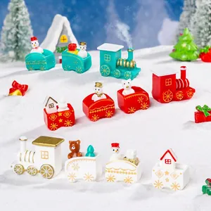 Christmas Miniature Ornaments Resin Tiny Train Snowman Bear Micro Landscape DIY Accessories Desktop Decorative Figurines