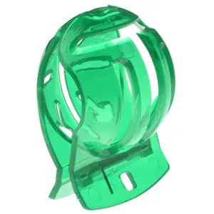Green translucent golf ball marker tool featuring a spring-loaded multi-tooth clamp design
