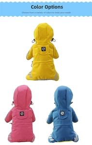 Imperméables pour chiens en jaune, rose et bleu avec bandes de sécurité réfléchissantes
