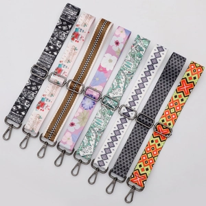 Adjustable wide replacement bag straps in various ethnic and geometric patterns