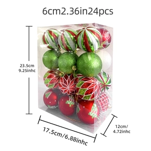 Detail of 24pcs 6cm colorful painted Christmas ornaments set in transparent box packaging